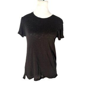ATM Anthony Thomas Melillo Black Sheer Short Sleeve Crewneck T-Shirt Size S